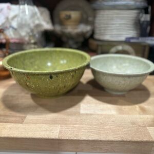 Set of Two Speckled texas ware Bowls